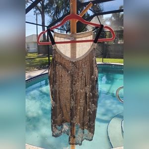 Maurices Plus Size 0 or XL Dressy Tank Top with Attched Sheer Overlay